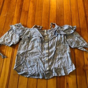 Blue and white striped top